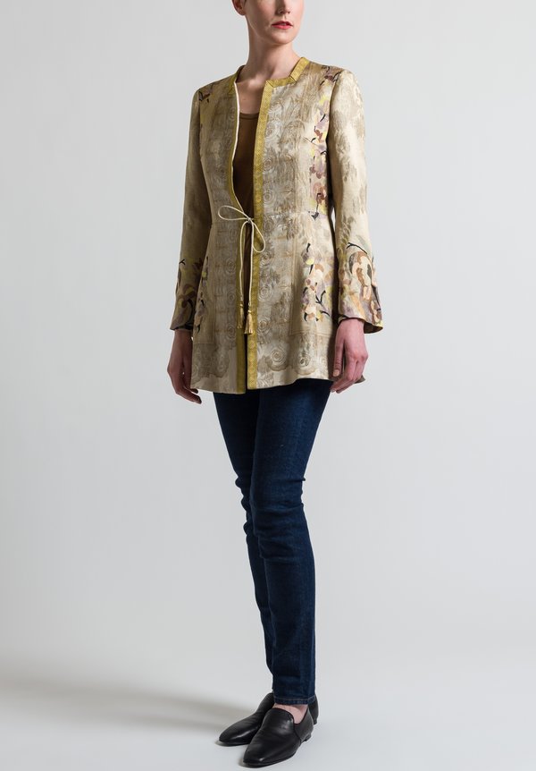 Etro Satin Floral Jacket in Gold	