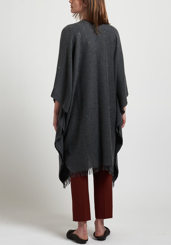 Brunello Cucinelli Paillette Poncho in Ash | Santa Fe Dry Goods ...