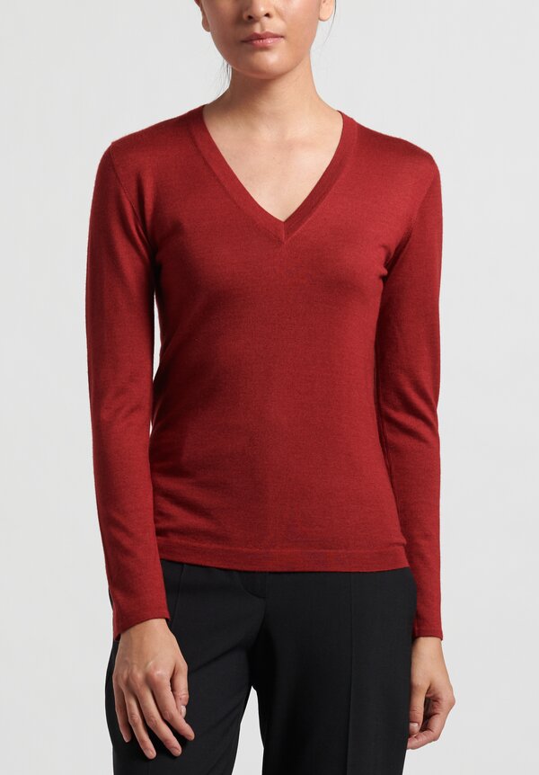 Brunello Cucinelli V-Neck Sweater in Red	