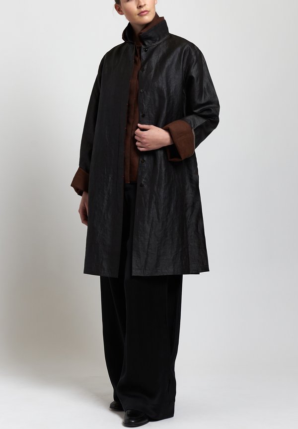 Sophie Hong Long Silk Jacket in Black