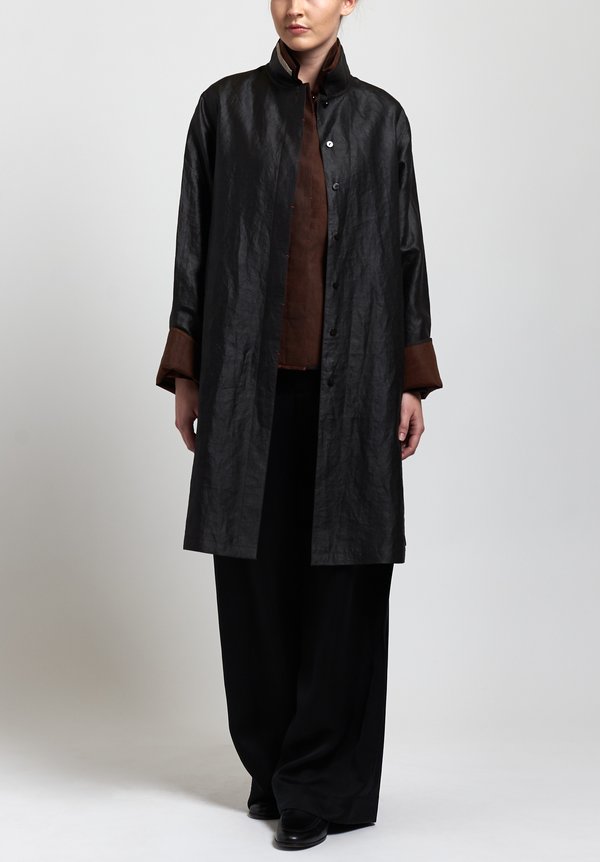 Sophie Hong Long Silk Jacket in Black