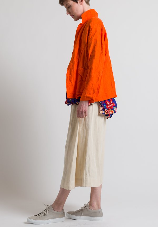 Daniela Gregis Washed Linen Open Jacket in Orange	