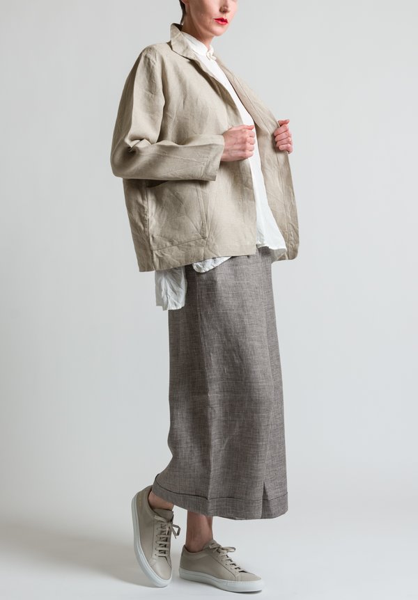 Daniela Gregis Houndstooth Wide Leg Pants in Brown/ Natural	