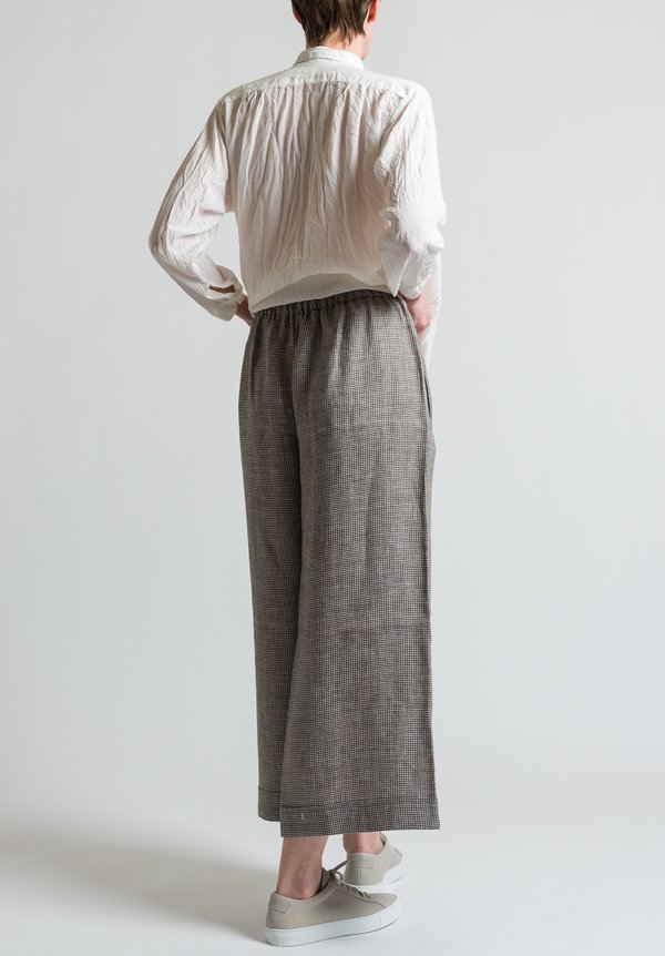 Daniela Gregis Houndstooth Wide Leg Pants in Brown/ Natural	