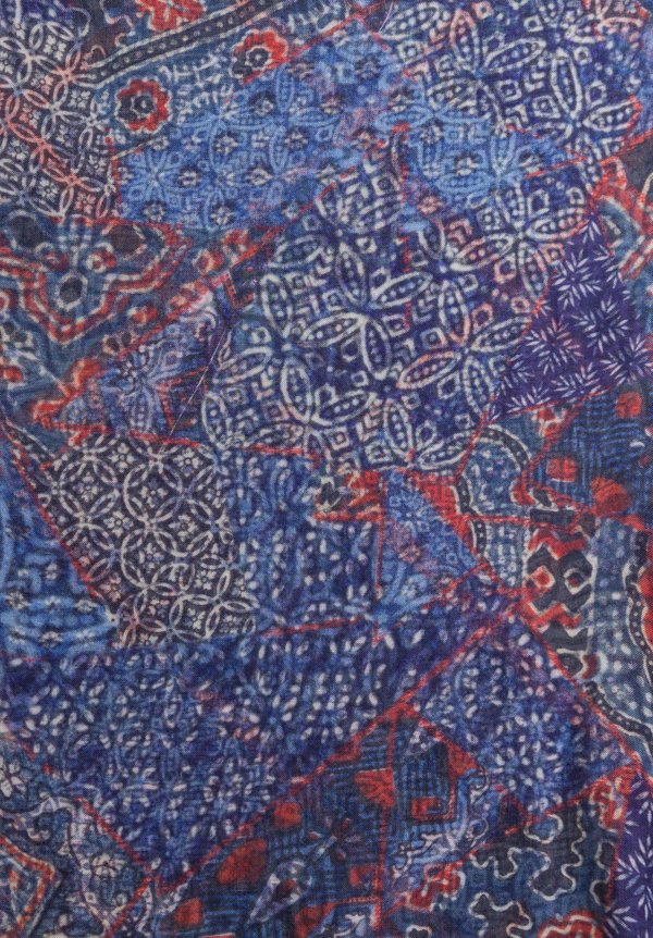 Alonpi Printed Square Scarf in Mix Blue	