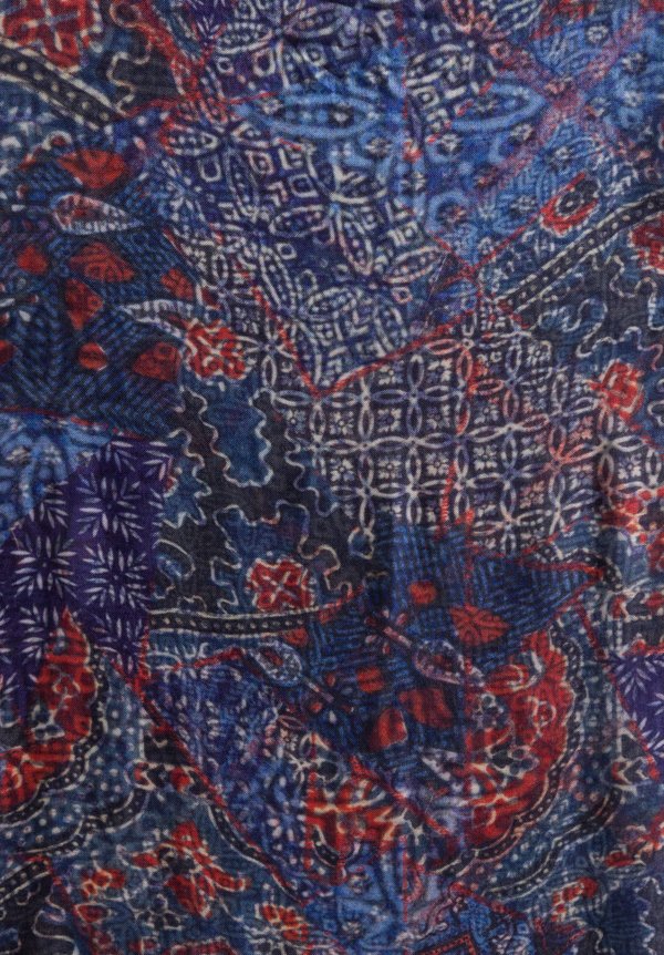 Alonpi Cashmere Printed Scarf in Blue	