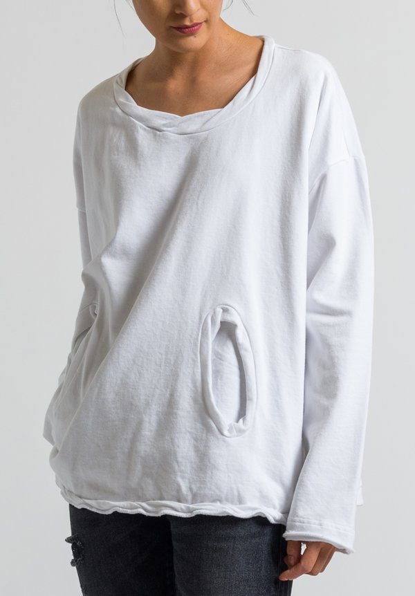  Rundholz Black Label Front Pocket Sweatshirt in White	