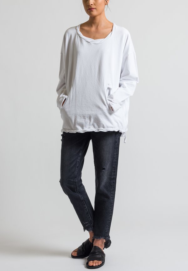 Rundholz Black Label Front Pocket Sweatshirt in White	