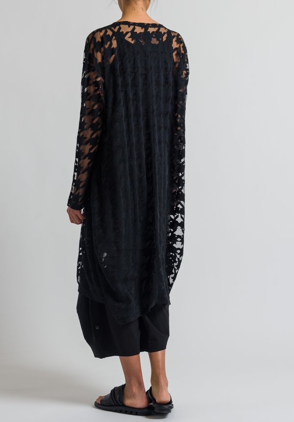 Rundholz Black Label Sheer Houndstooth Dress in Black	