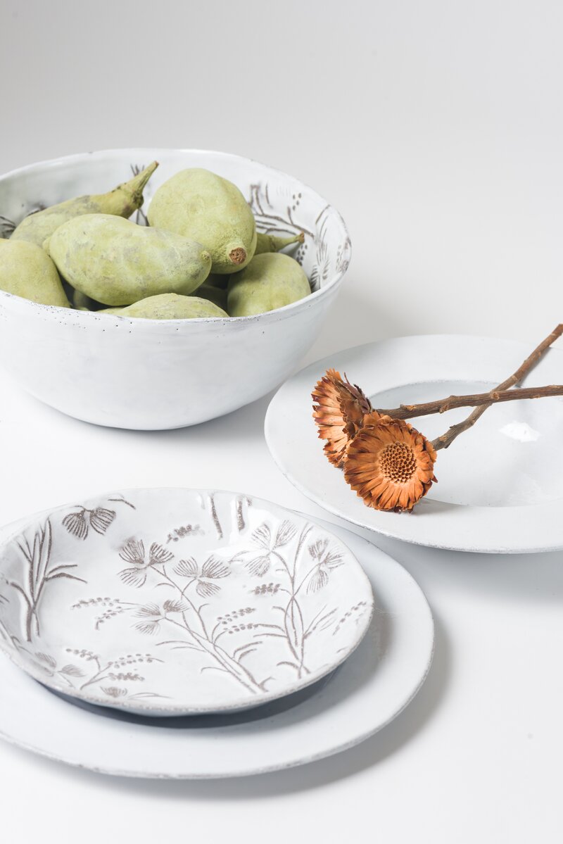 Astier de Villatte Small ''Robinson'' Soup Plate in White & Grey