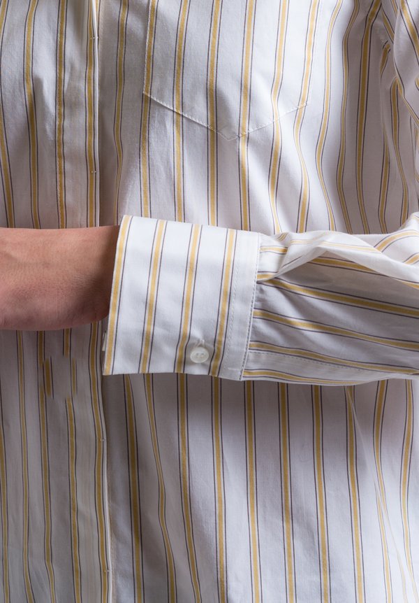 Brunello Cucinelli Bar Stripe Shirt in Gold Stripe	