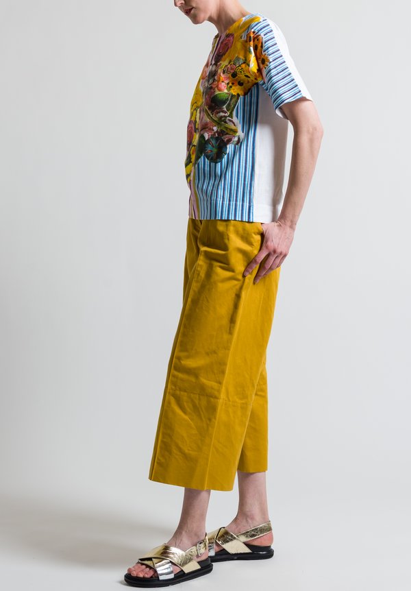 Marni Cotton Craven Jersey Crew Neck T-Shirt in Maize	