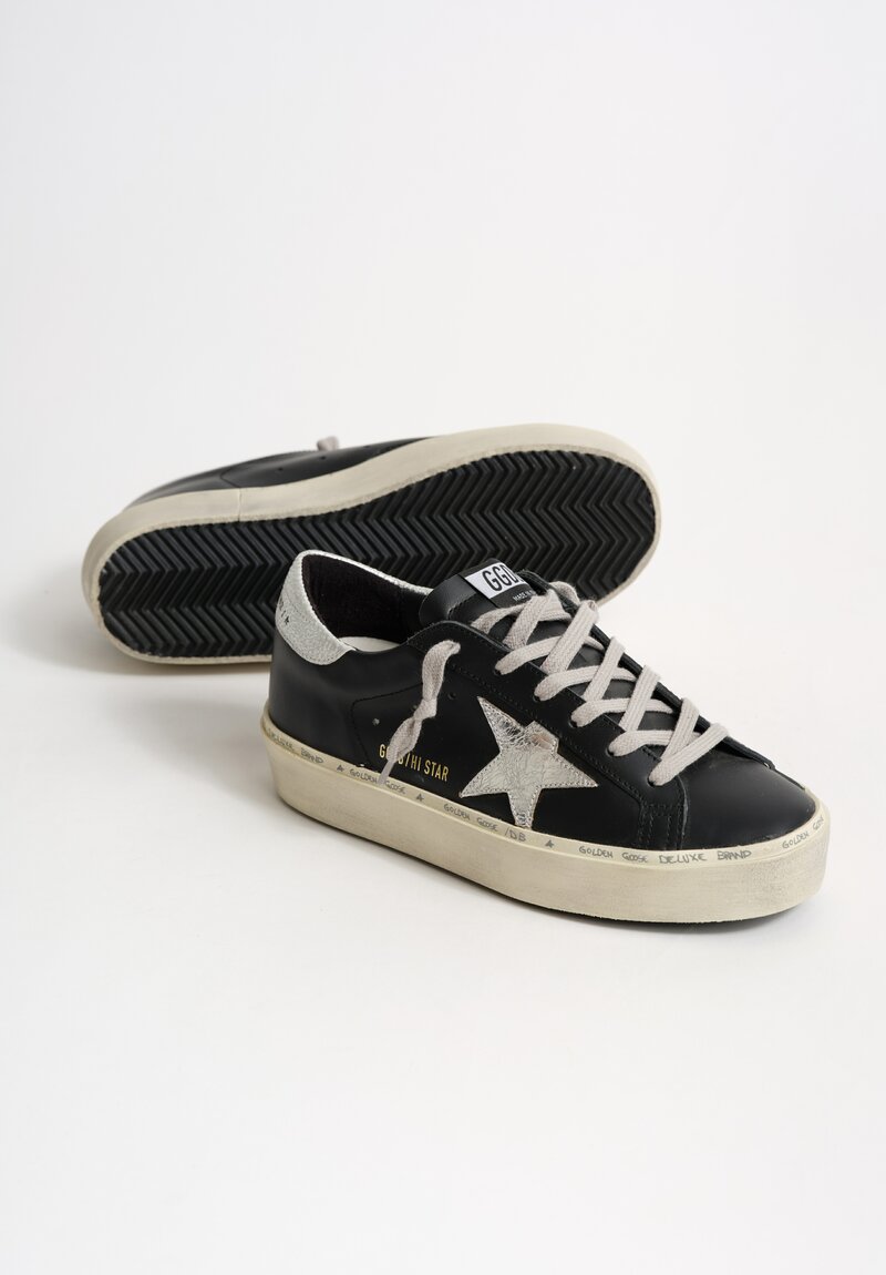 Golden Goose Hi-Star Sneaker in Black / Shiny Star