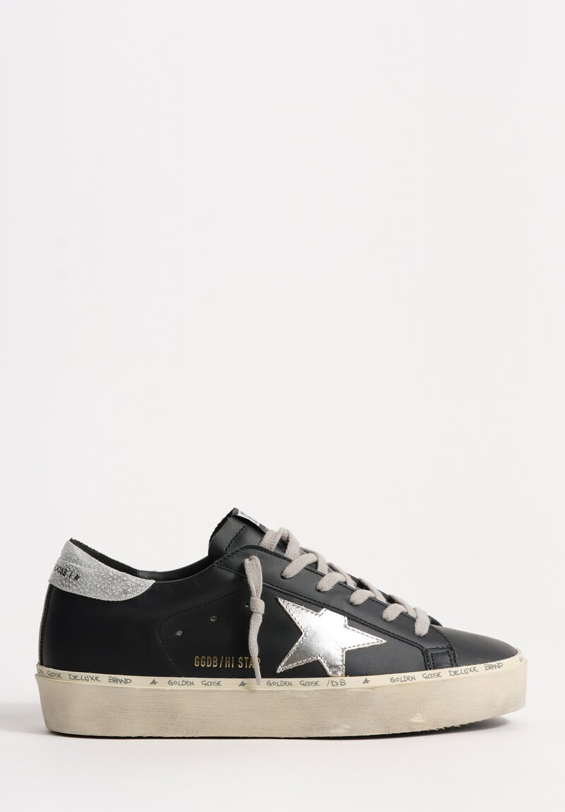 Golden Goose Hi-Star Sneaker in Black / Shiny Star