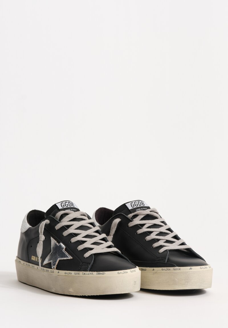 Golden Goose Hi-Star Sneaker in Black / Shiny Star