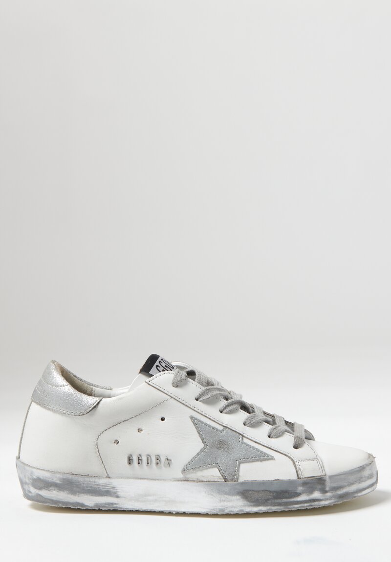 Golden Goose Superstar Sneakers in White / Silver	