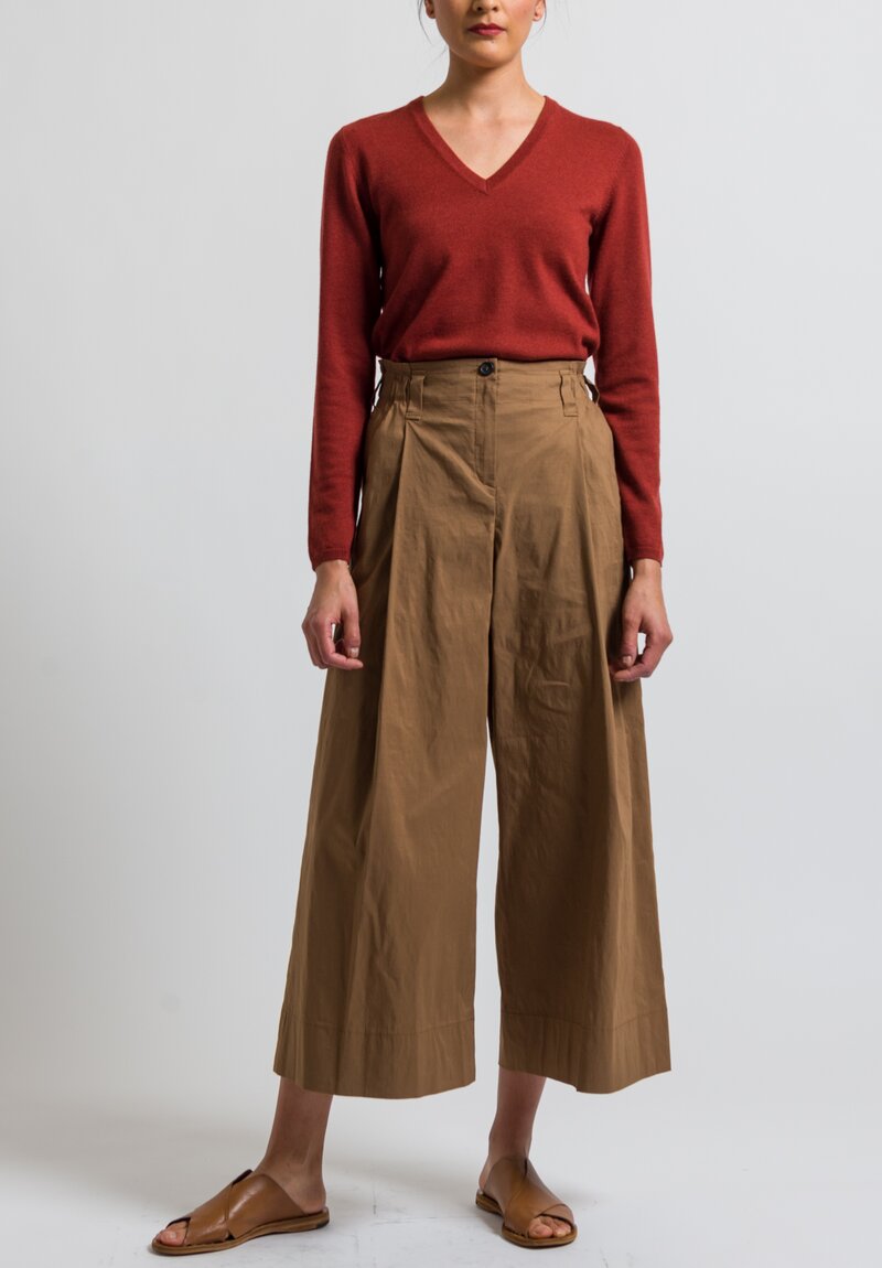 Peter O. Mahler Stretch Linen Culottes in Camel	
