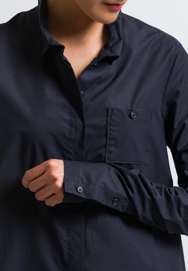 Rundholz Gathered Sleeve Shirt Dress in Black	
