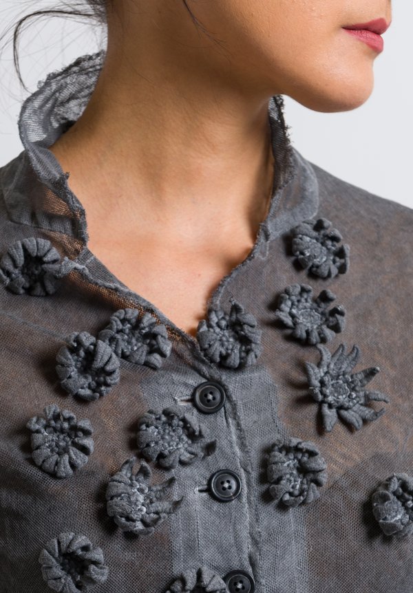 Rundholz Dip Embellished Mesh Flower Jacket in Coal	