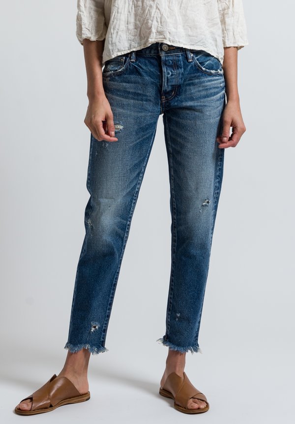 Moussy MV Kelley Tapered Leg Jeans in Mid Blue	