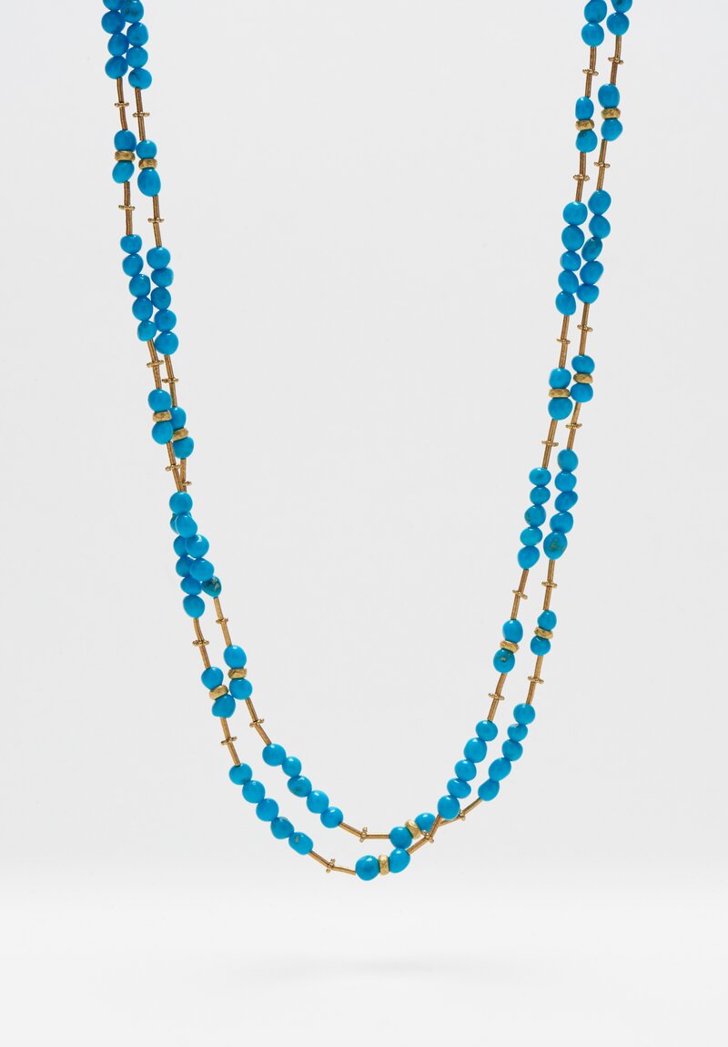 Greig Porter 18K, Sleeping Beauty Turquoise Short Round Bead Necklace
