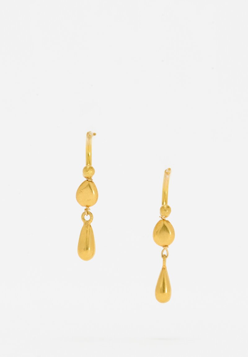 Greig Porter 18K Curved Post & Teardrop Dangle Earrings	