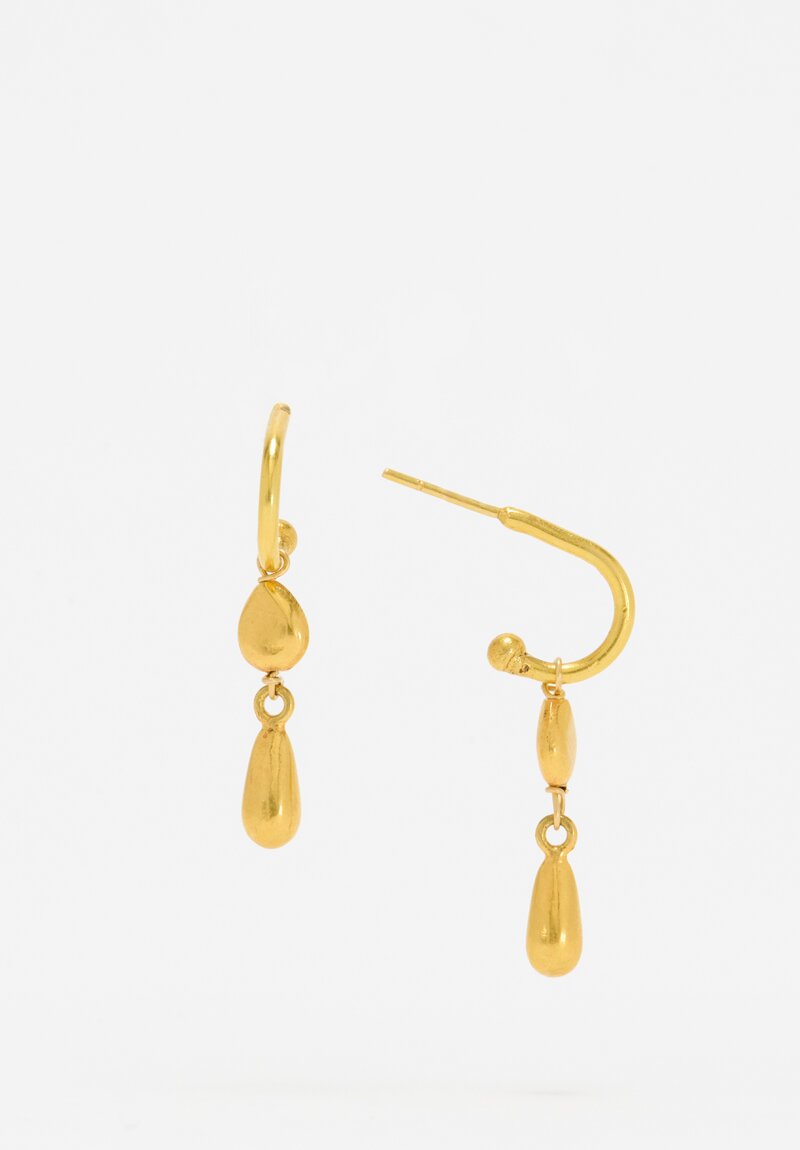 Greig Porter 18K Curved Post & Teardrop Dangle Earrings	