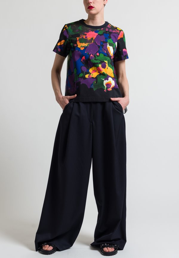 Sacai Pleated Back Flower Top in Black	