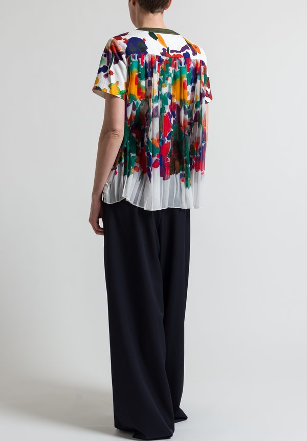 Sacai Pleated Back Flower Top in White