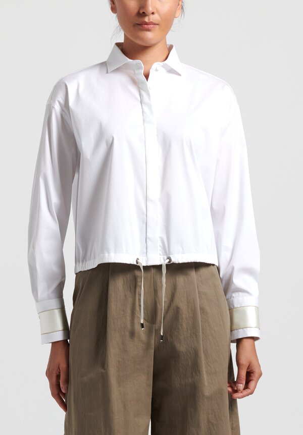 Brunello Cucinelli Cutaway Collar Shirt in White	