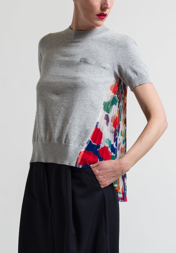 Sacai Pleated Flower Back Top in White | Santa Fe Dry Goods