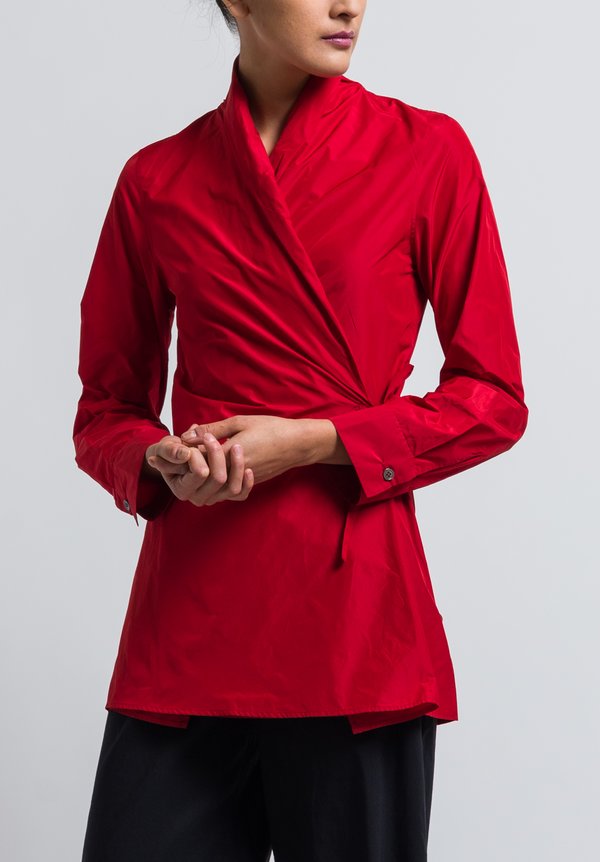 Peter O. Mahler Crash Tie Blouse in Red	