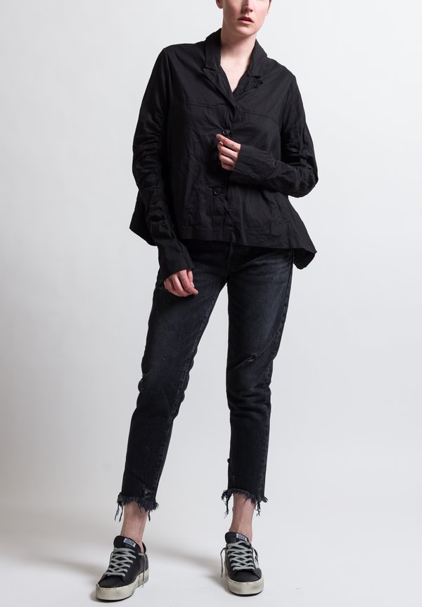 Rundholz Ruched Sleeve Oversized Jacket in Black	