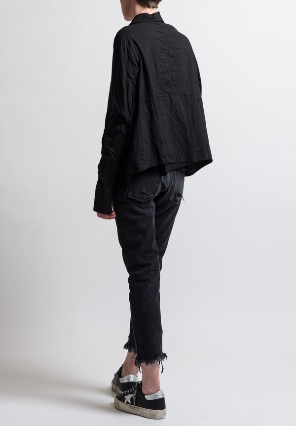 Rundholz Ruched Sleeve Oversized Jacket in Black	