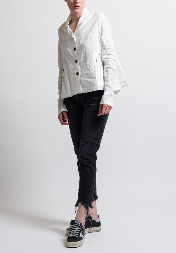 Rundholz Ruched Sleeve Oversized Jacket in Off White	