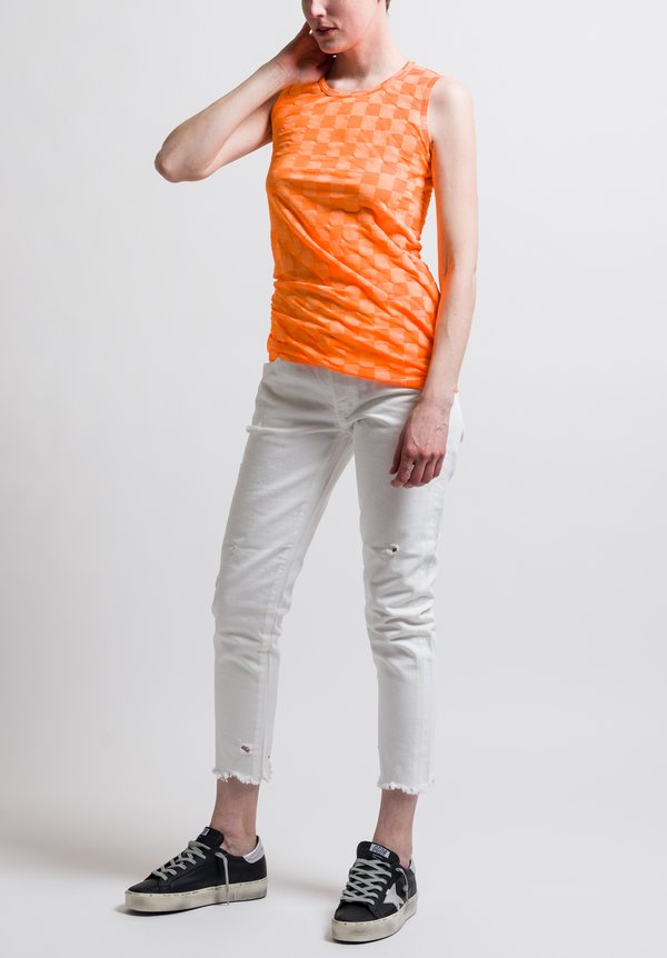 Rundholz Fitted Check Tank Top in Orange	