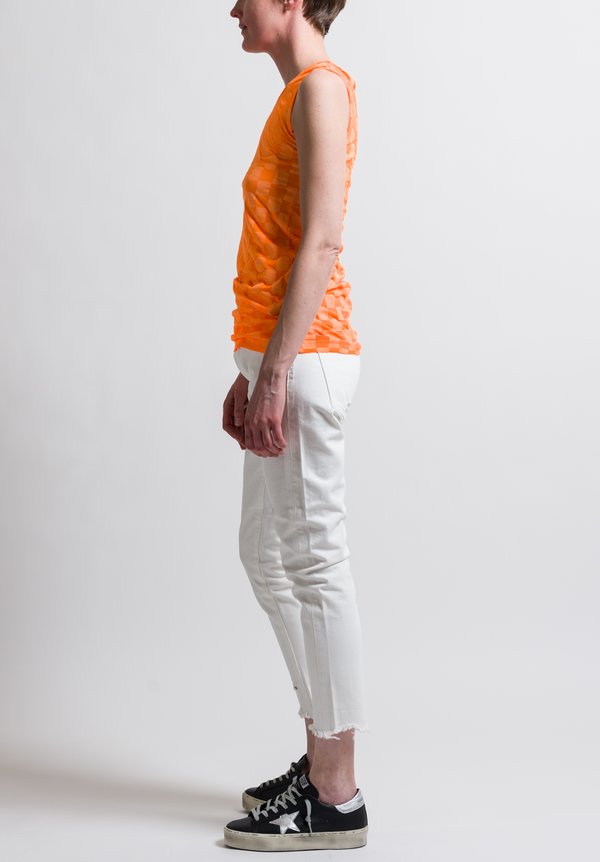 Rundholz Fitted Check Tank Top in Orange	
