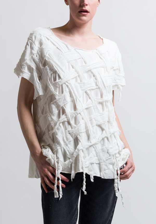 Rundholz Dip Basket Woven Top in White	
