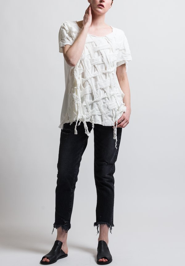 Rundholz Dip Basket Woven Top in White	