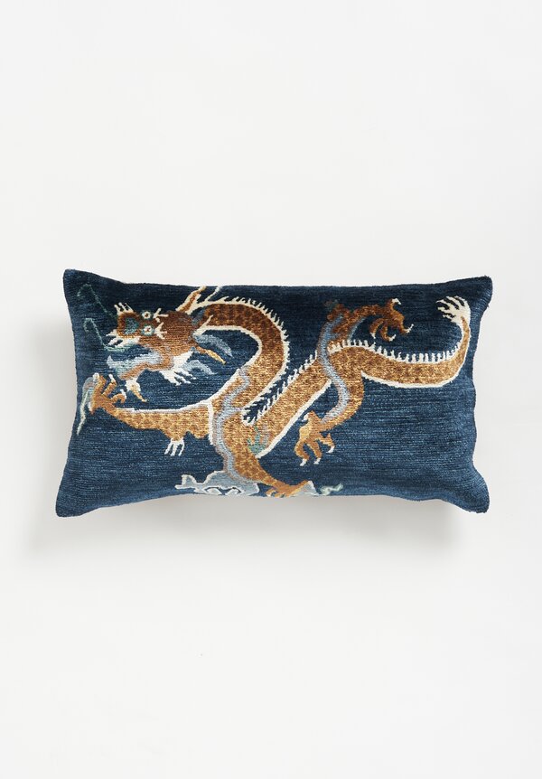 Tibet Home Hand Knotted & Woven Lumbar Pillow in Dragon Gold	