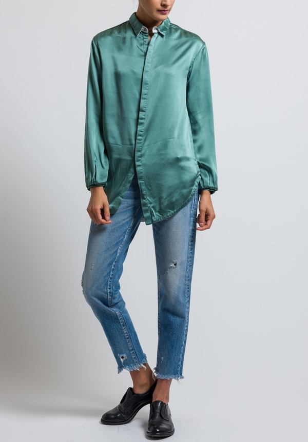 Umit Unal Relaxed Cuff Blouse in Jade	
