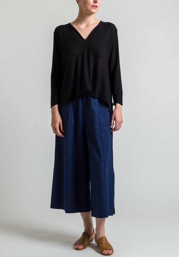 Shi Cashmere Silk/ Cashmere Top in Black	