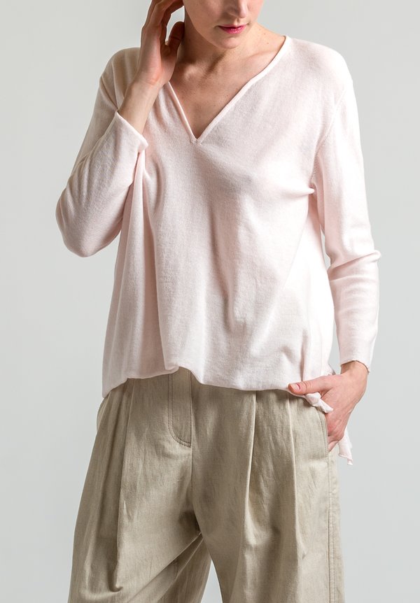 Shi Cashmere Silk/ Cashmere Top in Pink	