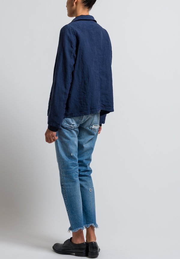 Umit Unal Linen Button Jacket in Navy | Santa Fe Dry Goods . Workshop ...