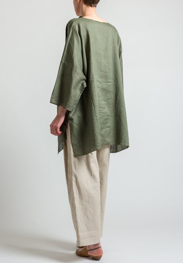 Shi Cashmere Long Linen Top in Military Green | Santa Fe Dry Goods ...