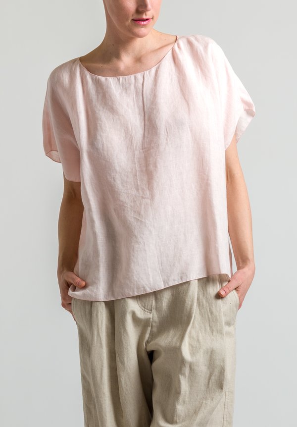 Shi Cashmere Oversized Linen Top in Pink	