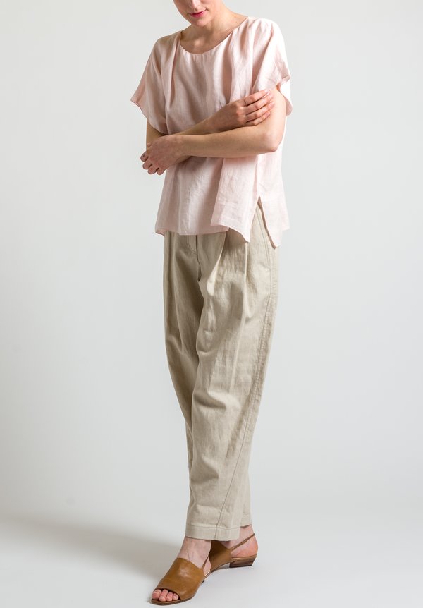 Shi Cashmere Oversized Linen Top in Pink	