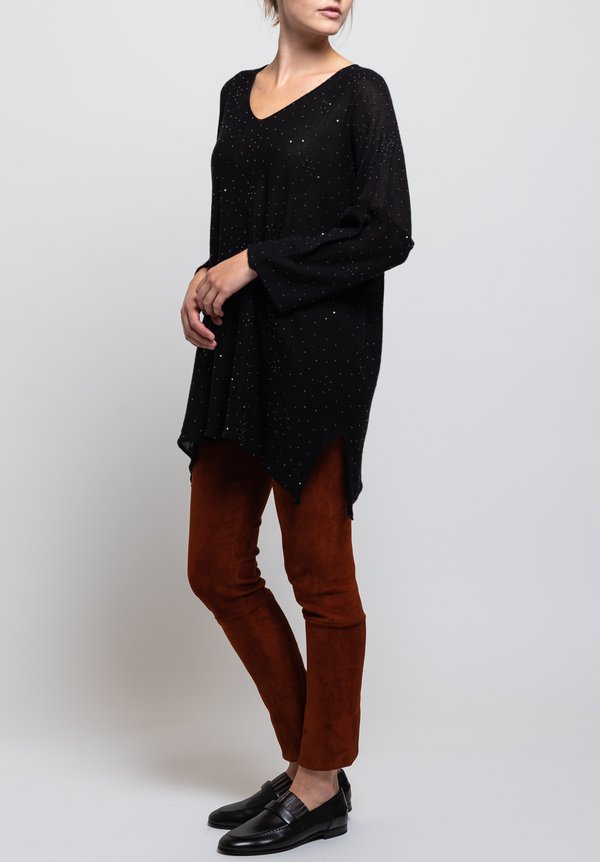 Shi Cashmere Sequin Sweater in Black	