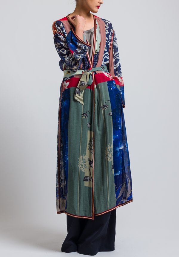 Etro Runway Long Pacific Print Duster in Blue	