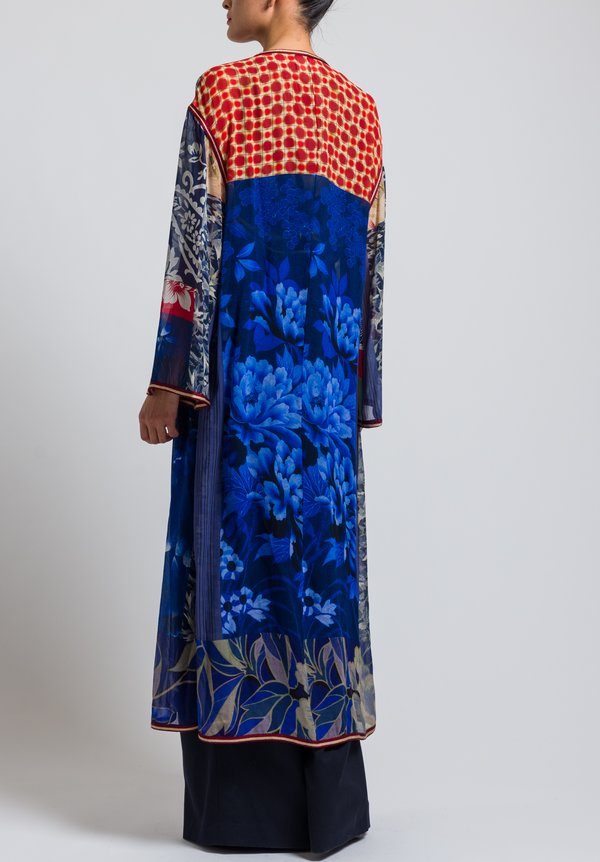 Etro Runway Long Pacific Print Duster in Blue	